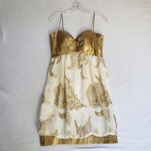 Aidan Mattox  Elegant Gold and Cream Dress silk blend never been used size 4